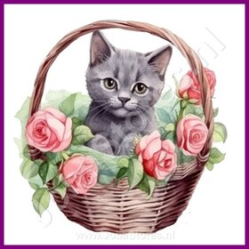Diamond Painting Chaton dans le panier 11