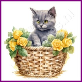 Diamond Painting Chaton dans le panier 12