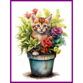Diamond Painting Chaton dans un pot de plante 09