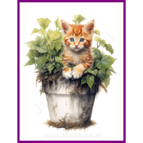 Diamond Painting Chaton dans un pot de plante 11