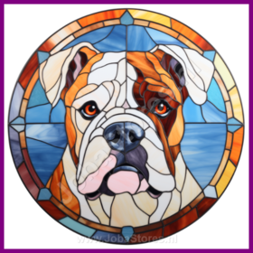 Diamond Painting Chien en Vitrail - Bulldog américain 02