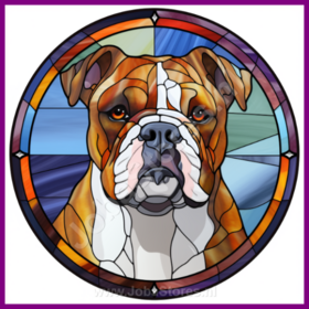 Diamond Painting Chien en Vitrail - Bulldog américain 03