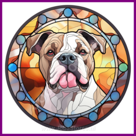 Diamond Painting Chien en Vitrail - Bulldog américain 04