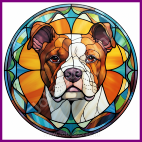 Diamond Painting Chien en Vitrail - American Staffordshire terrier 01