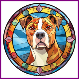 Diamond Painting Chien en Vitrail - American Staffordshire terrier 02