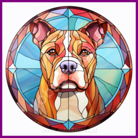 Diamond Painting Chien en Vitrail - American Staffordshire terrier 04