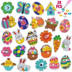 Ensemble de stickers Diamond Painting Pâques Métalliques (24 pièces)