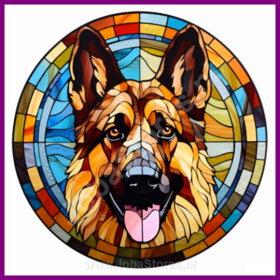 Diamond Painting Chien en Vitrail - Berger Allemand 05