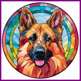 Diamond Painting Chien en Vitrail - Berger Allemand 06