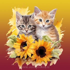 Diamond Painting Chatons avec Tournesols 01