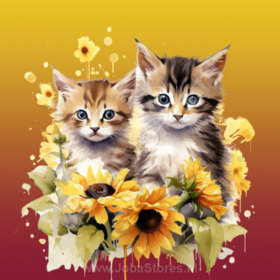 Diamond Painting Chatons avec Tournesols 03