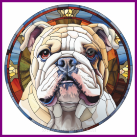 Diamond Painting Chien en Vitrail - Bouledogue Anglais 02