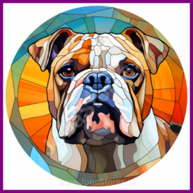 Diamond Painting Chien en Vitrail - Bouledogue Anglais 03