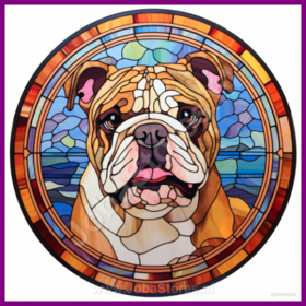 Diamond Painting Chien en Vitrail - Bouledogue Anglais 04