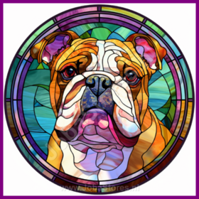 Diamond Painting Chien en Vitrail - Bouledogue Anglais 05