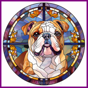 Diamond Painting Chien en Vitrail - Bouledogue Anglais 06