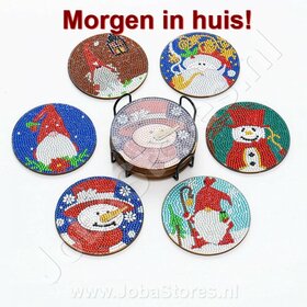Diamond Painting Christmas Coaster set 01 avec support (6 pièces)