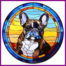 Diamond Painting Chien en Vitrail - Bouledogue Français 02