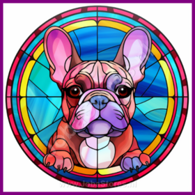 Diamond Painting Chien en Vitrail - Bouledogue Français 03