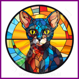 Diamond Painting Vitrail Chat - Devon Rex 01