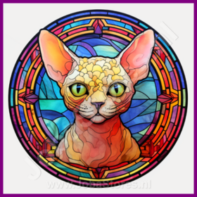 Diamond Painting Vitrail Chat - Devon Rex 02