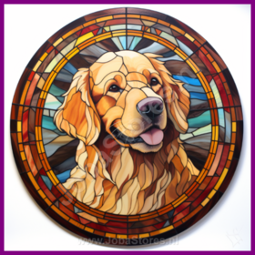 Diamond Painting Chien en Vitrail - Golden Retriever 01