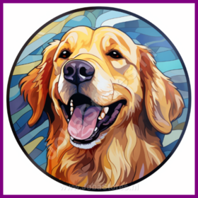 Diamond Painting Chien en Vitrail - Golden Retriever 02