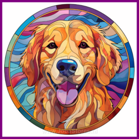 Diamond Painting Chien en Vitrail - Golden Retriever 03
