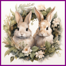 Diamond Painting Lapin de Pâques dans une couronne blanche 01