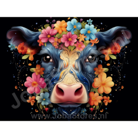 Diamond Painting Vache avec Fleurs 02