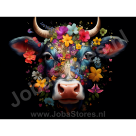 Diamond Painting Vache avec Fleurs 04