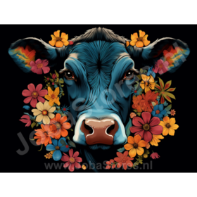 Diamond Painting Vache avec Fleurs 05