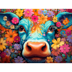 Diamond Painting Vache avec Fleurs 09