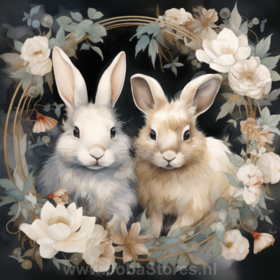 Diamond Painting Lapin de Pâques dans une couronne Noir 01