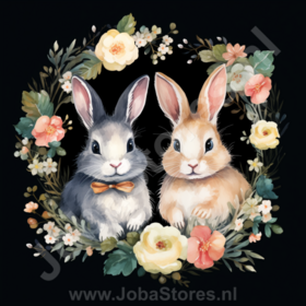 Diamond Painting Lapin de Pâques dans une couronne Noir 03