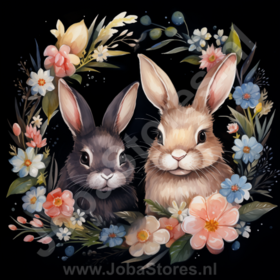 Diamond Painting Lapin de Pâques dans une couronne Noir 05