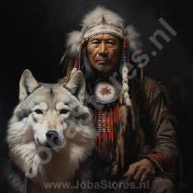 Diamond Painting Indien avec loup 01
