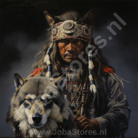 Diamond Painting Indien avec loup 02