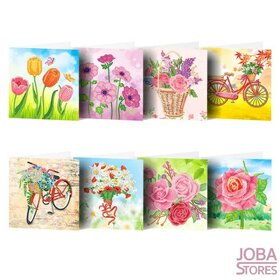 Diamond Painting Set de Cartes de Vœux Fleurs (8 cartes)