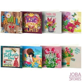 Diamond Painting Ensemble de Cartes de Vœux Famille (8 cartes)