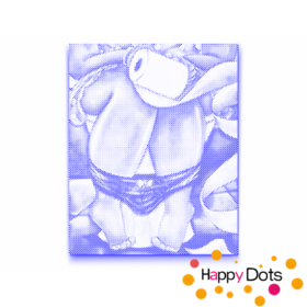 HappyDots DOT Painting Dikke Dames 07 - Toilet 40x50cm - Stippelschilderij Blauw