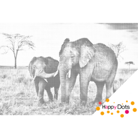 HappyDots DOT Painting Olifant met kleintje 60x80cm - Stippelschilderij