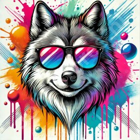 Diamond Painting Loup avec des lunettes de soleil
