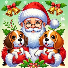 Diamond Painting Père Noël avec Beagle