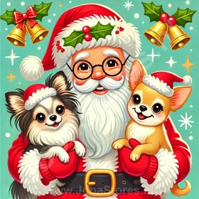 Diamond Painting Père Noël avec des Chihuahuas