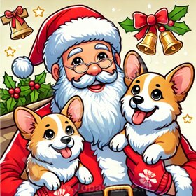 Diamond Painting Père Noël avec Corgi