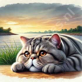 Diamond Painting Chat Couché - Exotic Shorthair