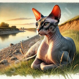 Diamond Painting Chat couché - Sphynx