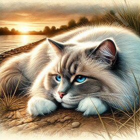 Diamond Painting Chat Allongé Ragdoll