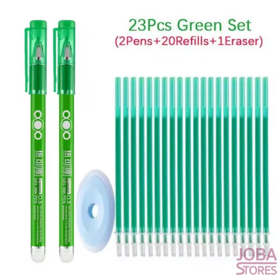 Set de stylos effaçables 23 pièces Vert